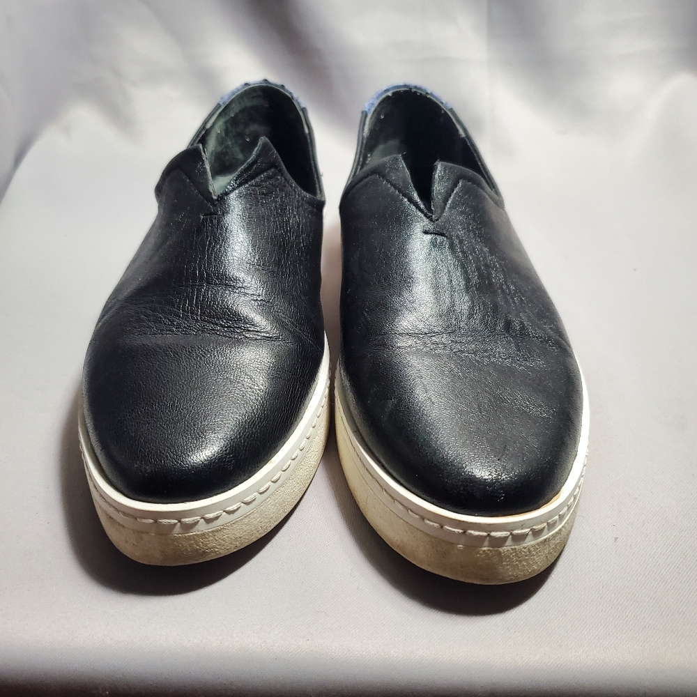 Franco Sarto Avant Shoe Womens Sneaker Black Slip On Casual Leather US 8M